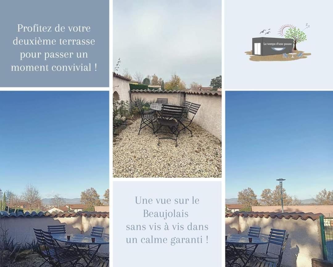 Le Temps d une Pause - Studio Indépendant climatisé jusqu à 4 personnes avec vue sur le Beaujolais - Borne recharge véhicule électrique Montmerle-sur-Saone Esterno foto